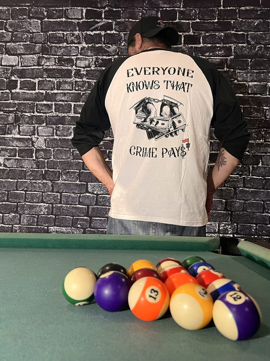 CRIME PAYS 3/4 TEE image 1