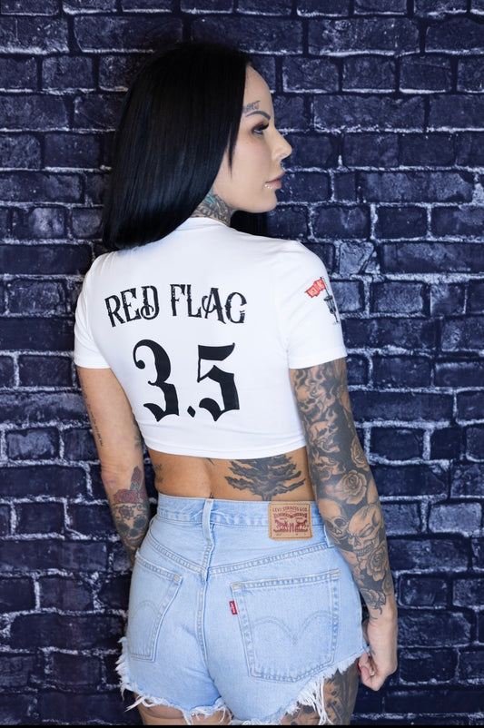 Red Flag OG White Crop Top