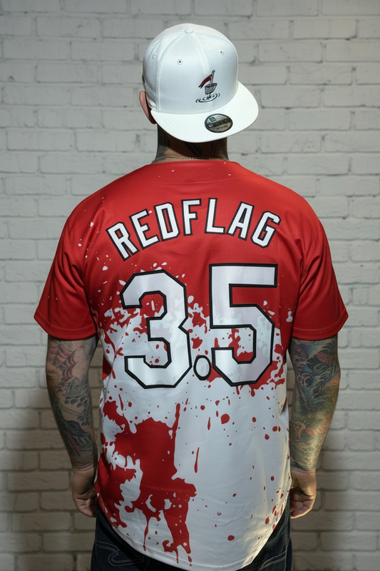 White Red-Splatter Baseball Jersey