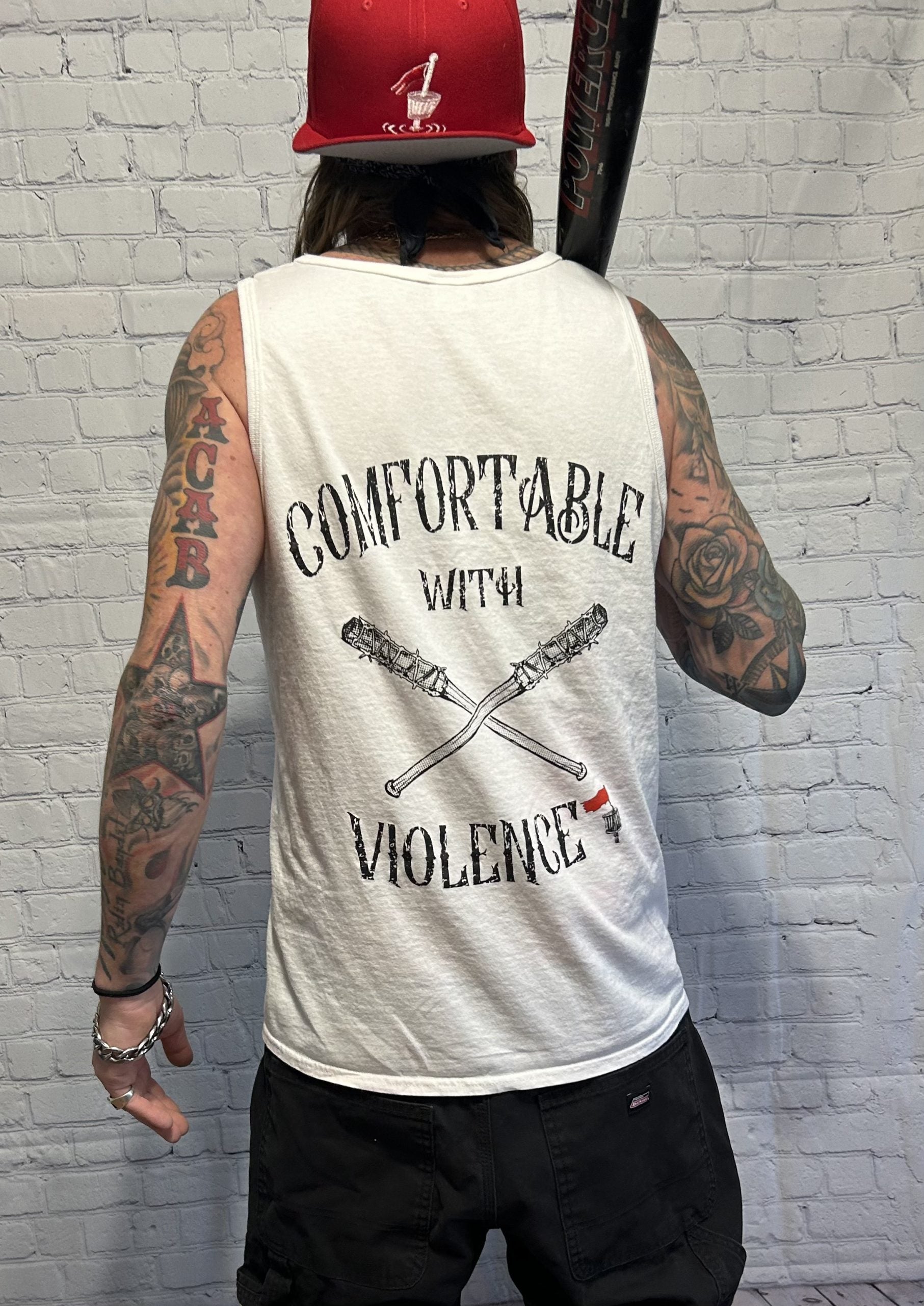 Comfortable with Violence - White Tank Top image 0