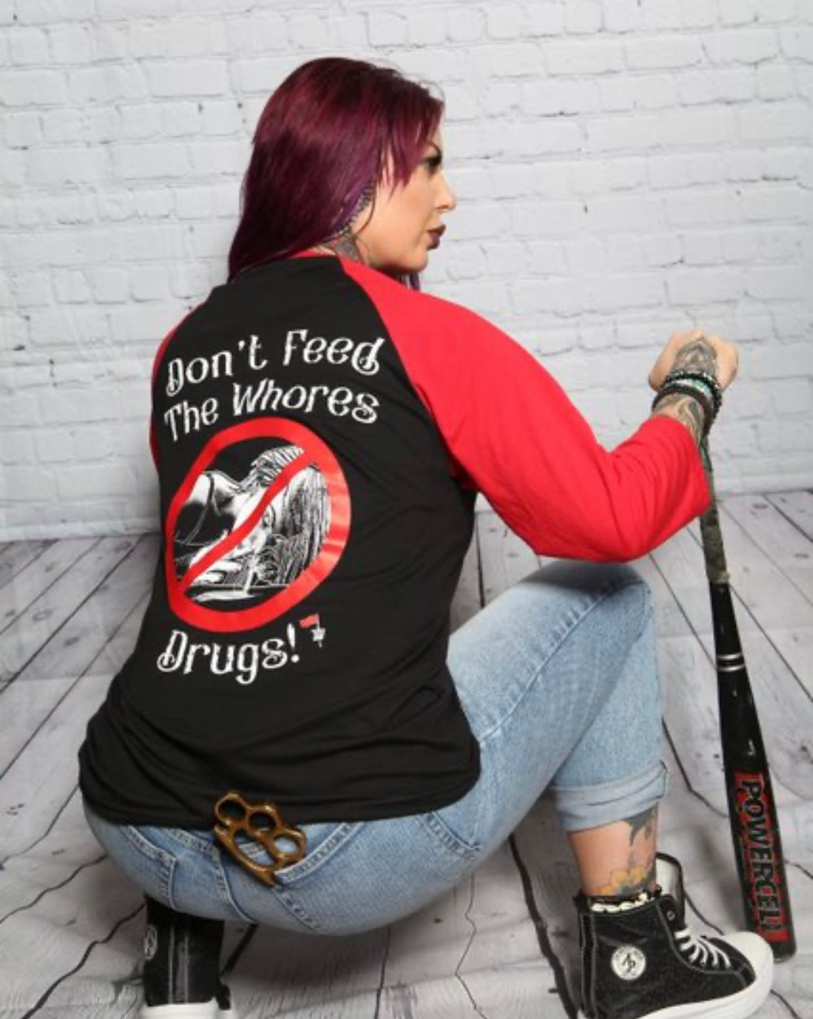 Don't Feed the Whores Drugs, Red & Black, 3/4 image 1